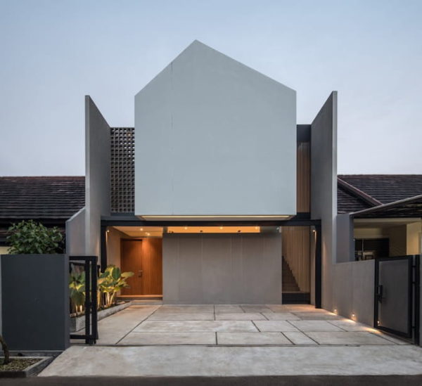 fasad rumah atap miring modern