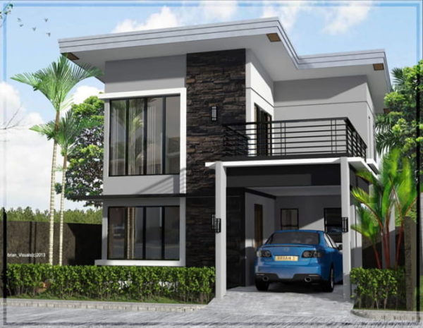 fasad rumah modern 2 lantai