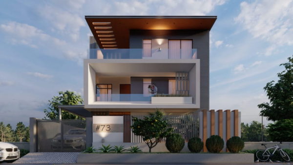 fasad rumah modern 3 lantai